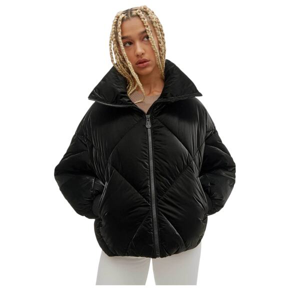 Noize Black Quilted Puffer Jacket Women's Small Vegan Winter Ski Coat Cozycore - Picture 2 of 16